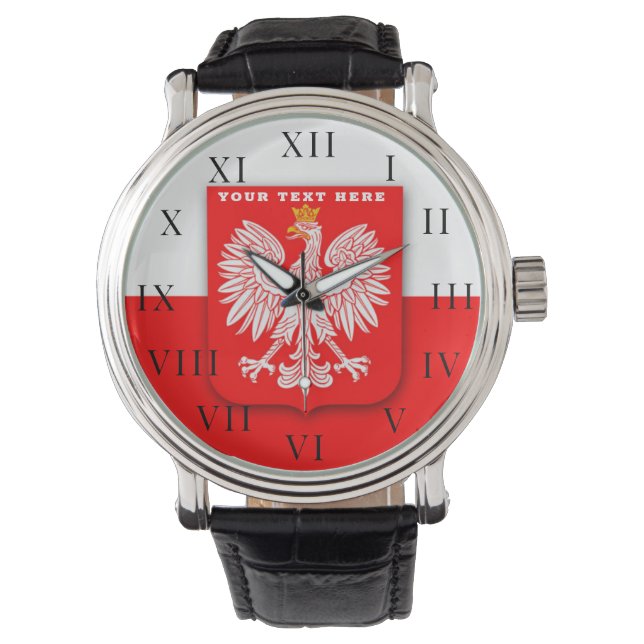 Polish Poland Polska Polski Eagle Emblem Watch (Front)