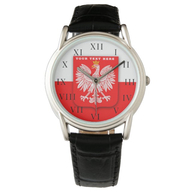 Polish Poland Polska Polski Eagle Emblem Watch (Front)