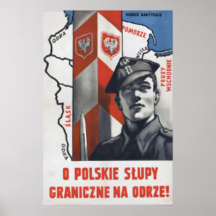 Polish Propaganda Poster Border posts at the river