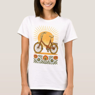 Polish Retro Bike Folk Sunset T-Shirt