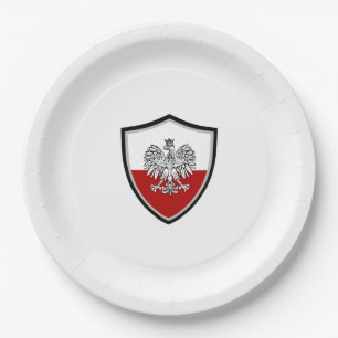Polish shield flag-coat arms paper plate