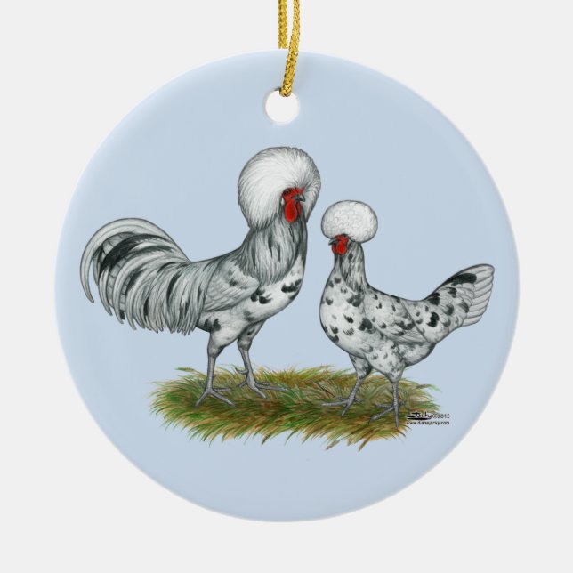 Polish Splash Chickens Ceramic Tree Decoration (Front)