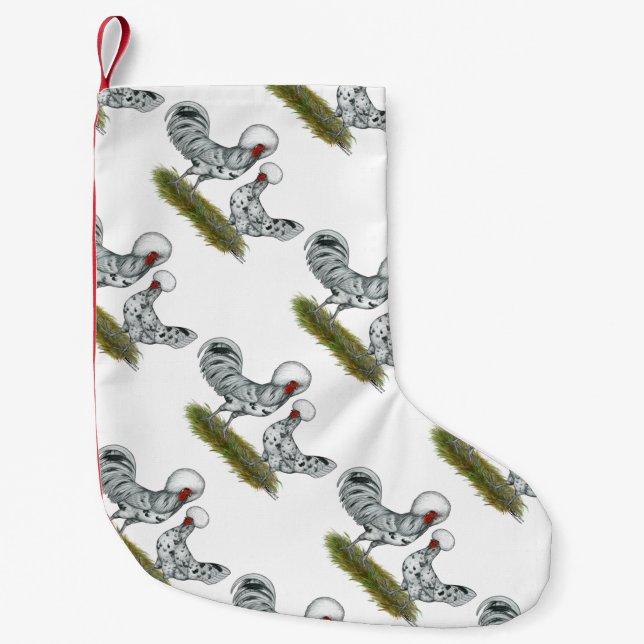 Polish Splash Chickens Small Christmas Stocking (Front)