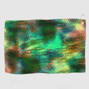 Polish stains and texture mix, burnt green yellow golf towel