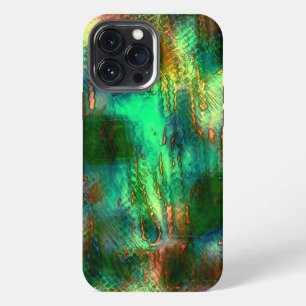 Polish stains and texture mix, burnt green yellow iPhone 13 pro max case