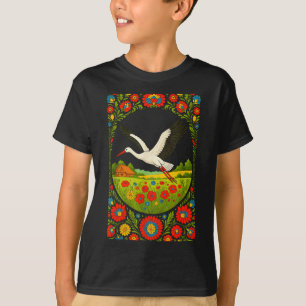 Polish Stork Folk Art Polska Countryside Design T-Shirt