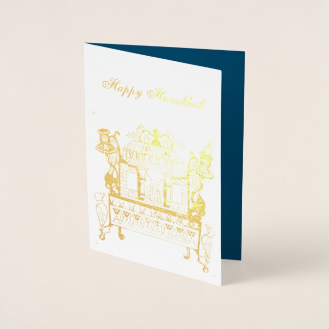 Polish Synagogue Hanukkah Lamp Foil Card (Front)