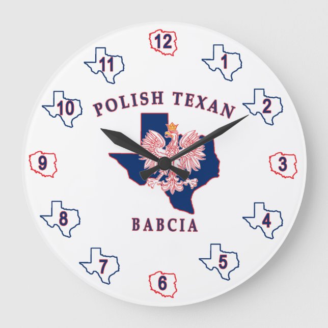 Polish Texan Babcia Large Clock (Front)