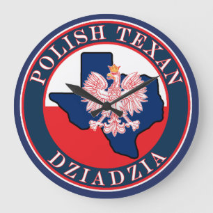 Polish Texan Dziadzia Round Large Clock