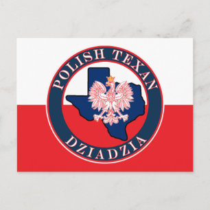 Polish Texan Dziadzia Round Postcard