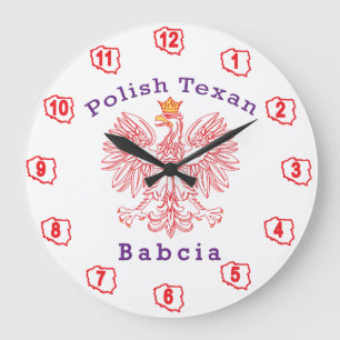 Polish Texan Eagle Babcia Large Clock