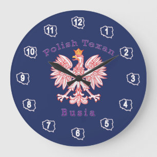 Polish Texan Eagle Busia Large Clock