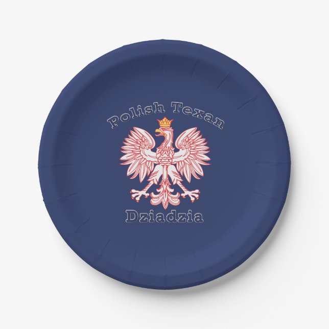 Polish Texan Eagle Dziadzia Paper Plate (Front)