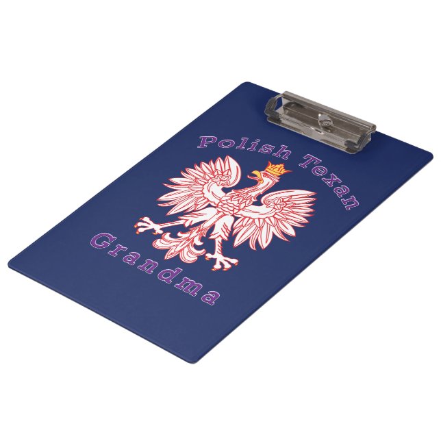 Polish Texan Eagle Grandma Clipboard (Angled)