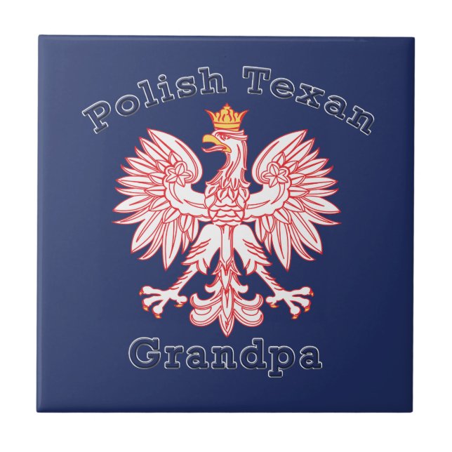 Polish Texan Eagle Grandpa Tile (Front)