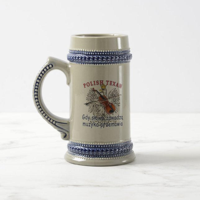 Polish Texan Eagle Music Speaks Beer Stein (Left)