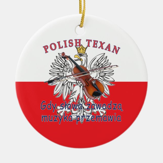 Polish Texan Eagle Music Speaks Ceramic Tree Decoration (Front)
