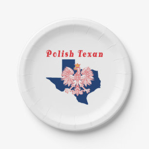Polish Texan Eagle Paper Plate