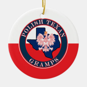 Polish Texan Gramps Round Ceramic Tree Decoration