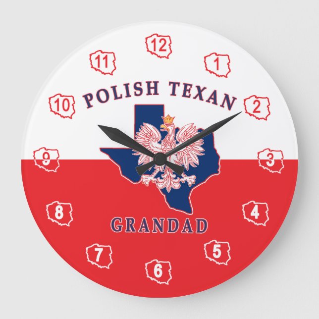 Polish Texan Grandad Large Clock (Front)