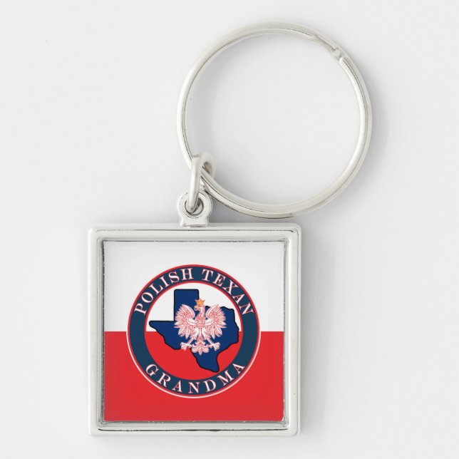 Polish Texan Grandma Round Key Ring (Front)