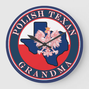 Polish Texan Grandma Round Large Clock