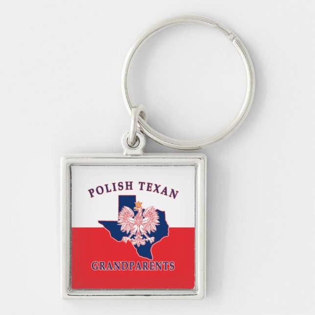 Polish Texan Grandparents Key Ring (Front)