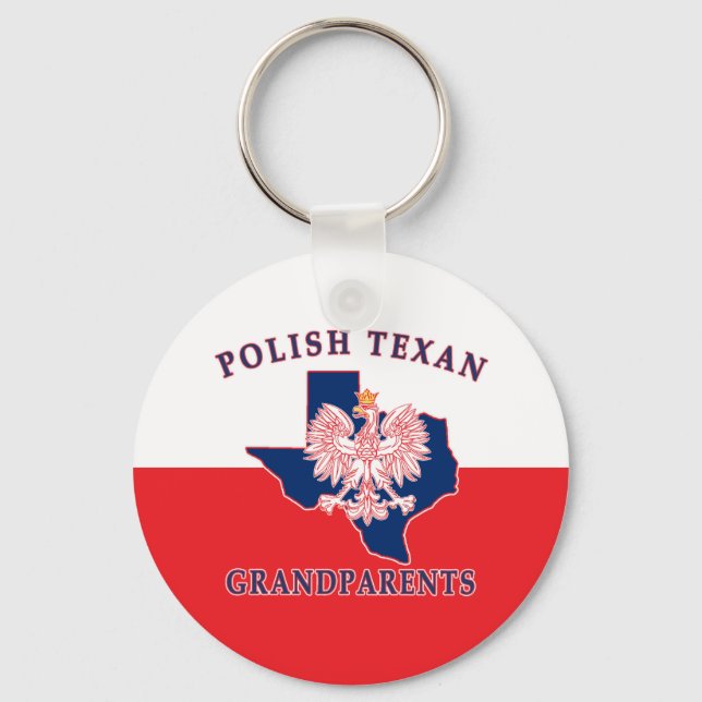 Polish Texan Grandparents Key Ring (Front)