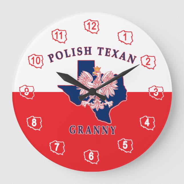 Polish Texan Granny Large Clock (Front)