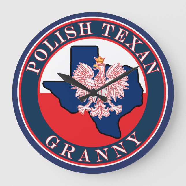 Polish Texan Granny Round Large Clock (Front)