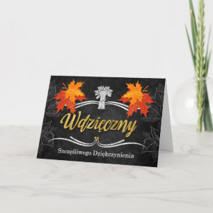Polish Thanksgiving Grateful Blessings Chalk Holiday Card