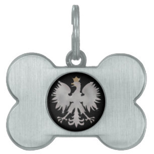 Polish White Eagle Bling Dog Bone Tag