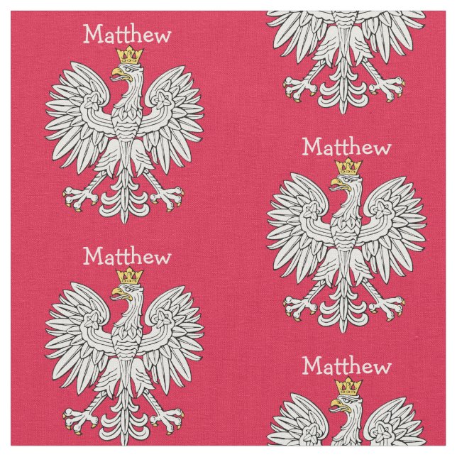 Polish White Eagle Crest Personalised Fabric (Close Up)