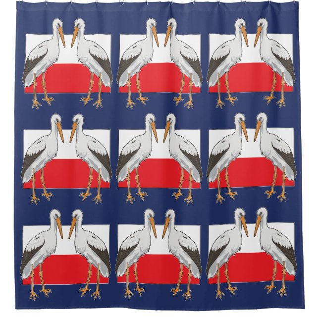Polish White Stork Shower Curtain (Front)