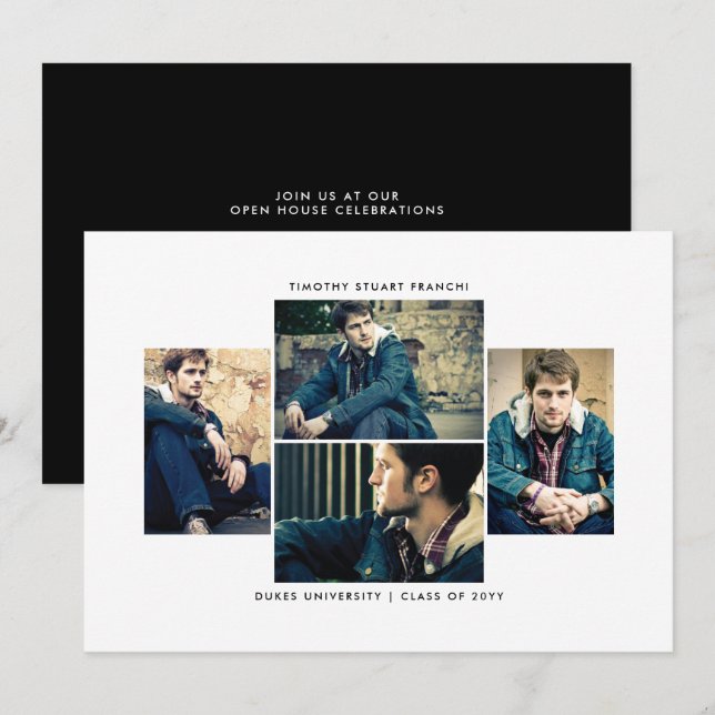 Polished 4 Photo Graduation Announcement (Front/Back)