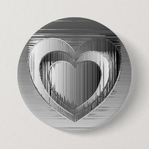 Polished chrome hearts 7.5 cm round badge