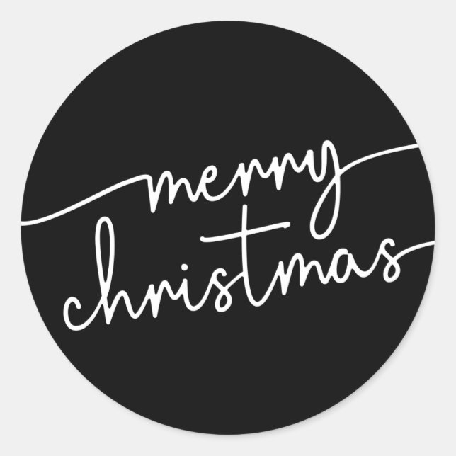 Polished Elegance: Fancy Script Merry Christmas Classic Round Sticker (Front)