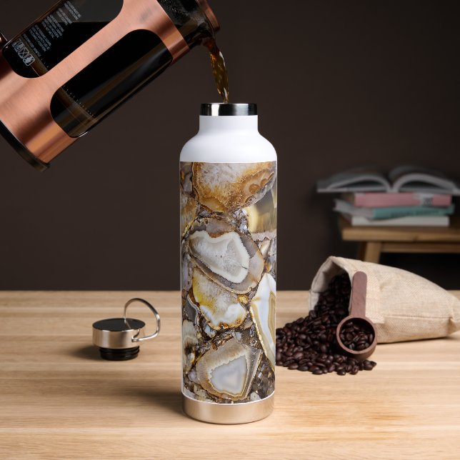 Polished Geode Stones Water Bottle (Coffee)
