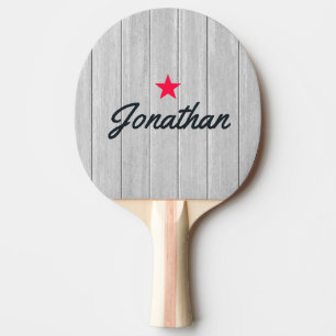 Polished Grey Wooden Vintage Star Signature Ping Pong Paddle