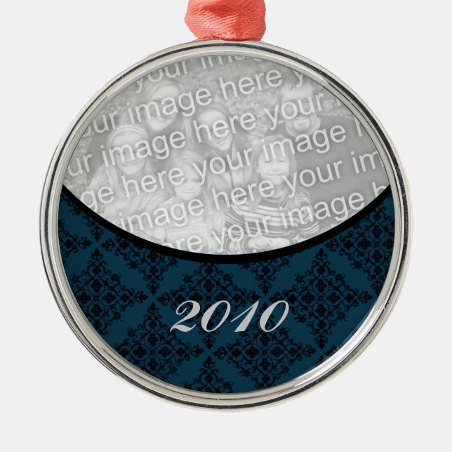 Polished Holiday Damask Premium Round Ornament (Front)