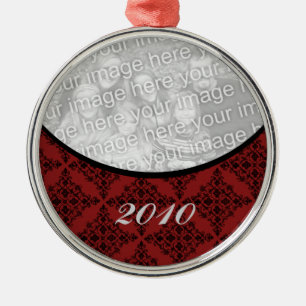 Polished Holiday Damask Premium Round Ornament