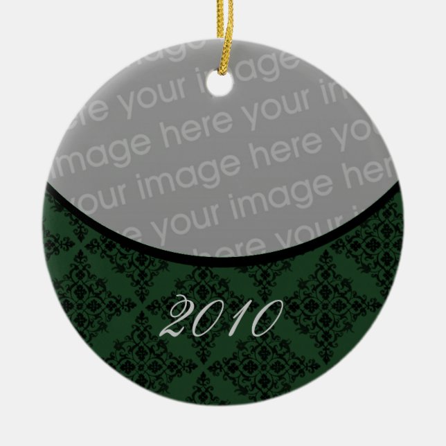 Polished Holiday Damask Round Ornament (Front)