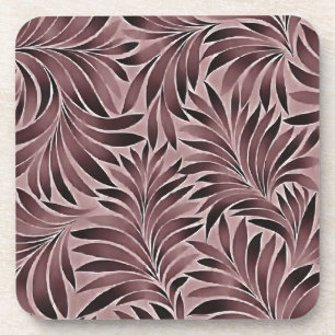 Polished Leaves In Deep Ruby Red Pinks Coaster