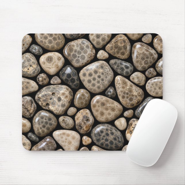 Polished Michigan Petoskey Stone Collection Mouse Pad (With Mouse)