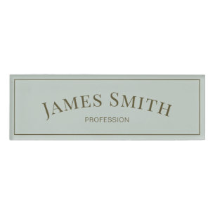 Polished Pale Sage Green Minimalist Business Name Tag