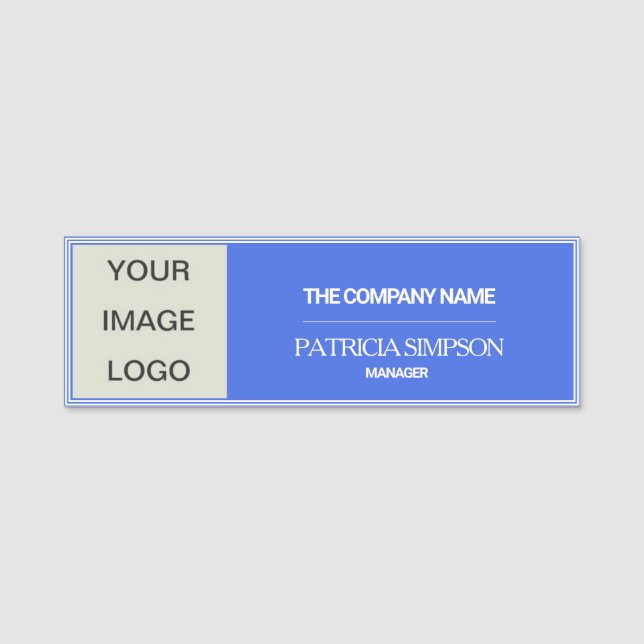 Polished Royal Blue Elegance Modern Name Tag (Front)