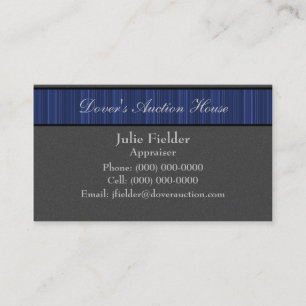 Polished Stripes Business Card, Grey and Deep Blue Card