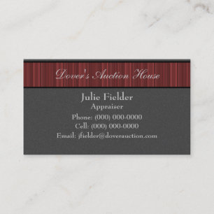 Polished Stripes Business Card, Grey and Maroon Card