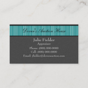 Polished Stripes Business Card, Grey and Turquoise Card