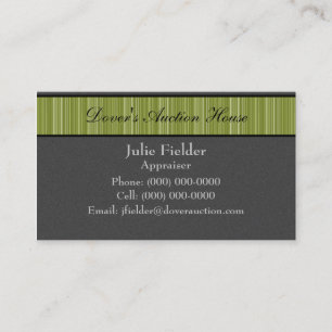 Polished Stripes Business Card, Grey & Olive Green Card